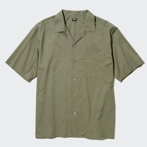 Men's Uniqlo Open Collar Short-Sleeve Shirt (Green)